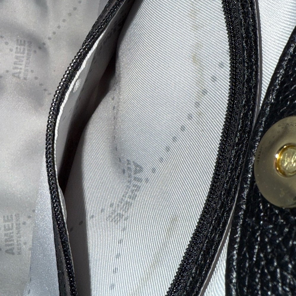Aimee Kestenberg Leather Shoulder Bag Black Brown Snakeskin Tote Gold Hardware - Picture 14 of 16